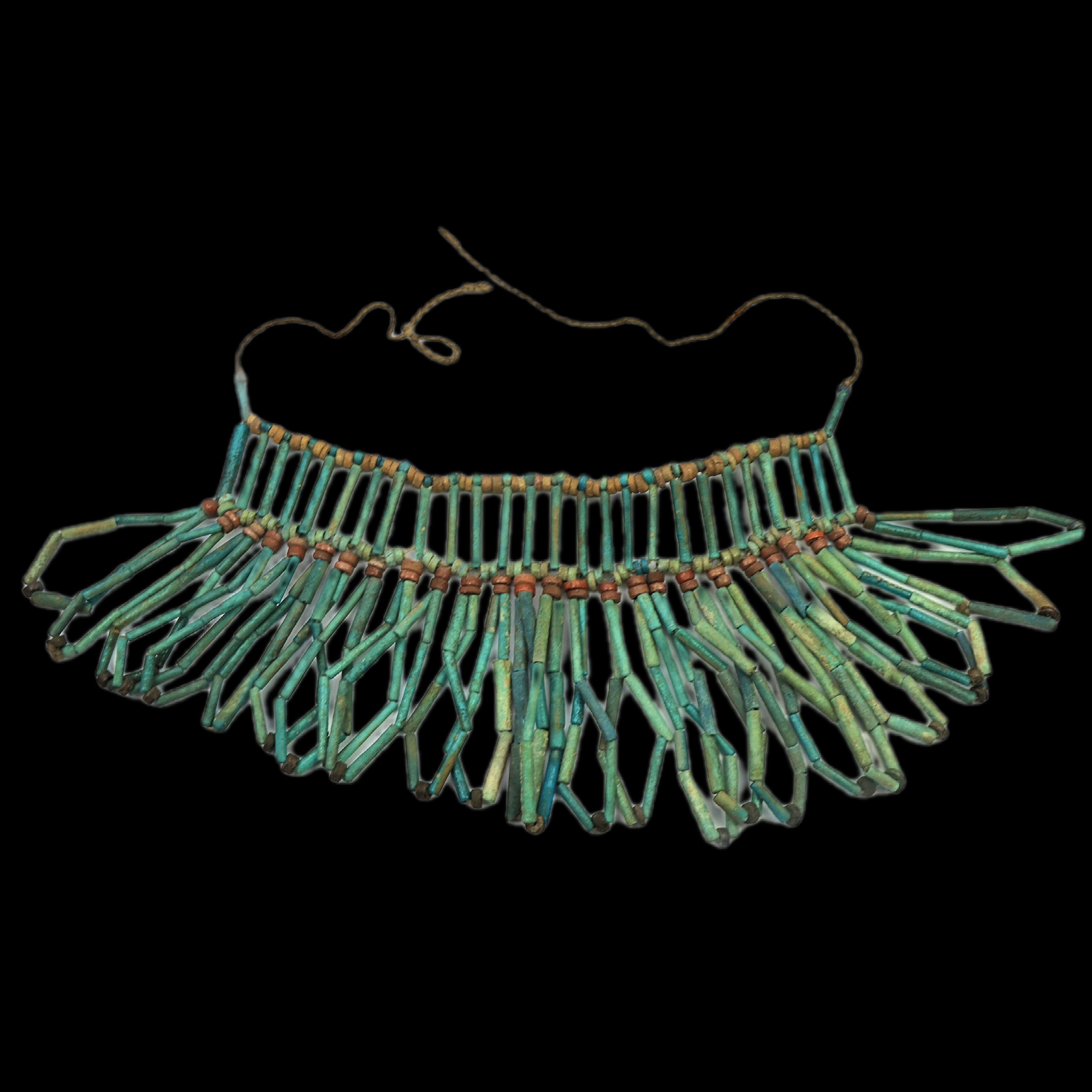 Egyptian blue faience bead pectoral collar