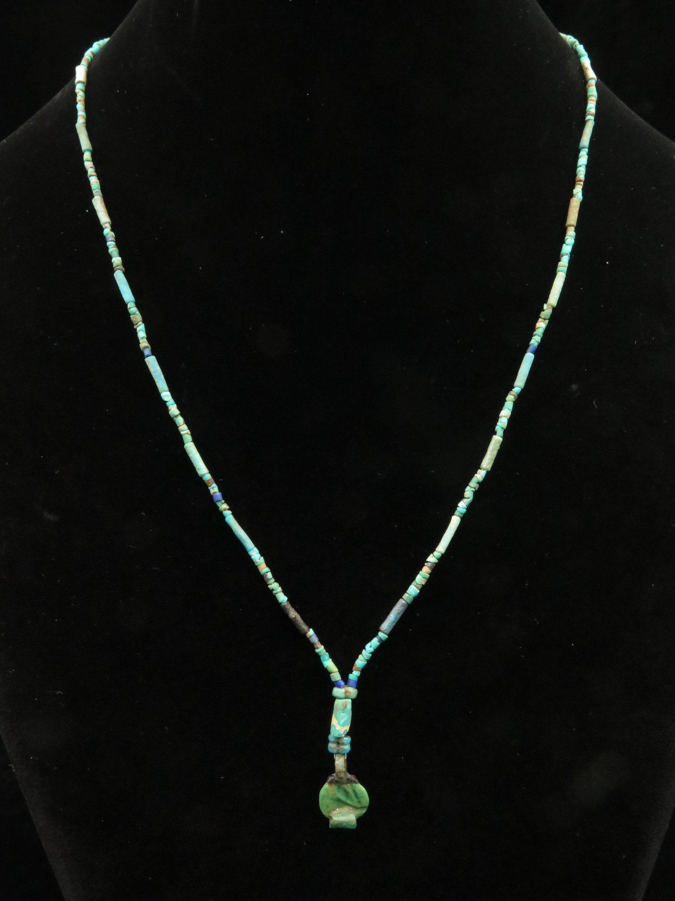 Egyptian faience necklace with Amarna pendant