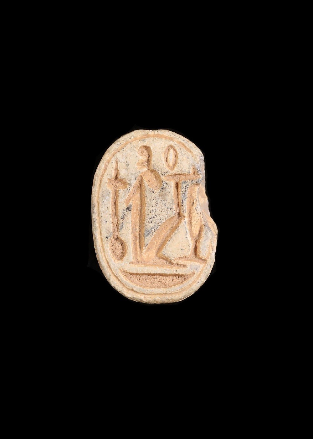 Steatite scarab with Ma'at composition